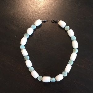 Carved Green and White Stone Choker!